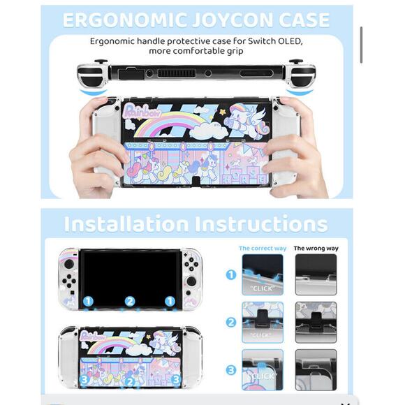 FANPL Rainbow Carousel Compatible with Nintendo Switch OLED Case Cover Unicorn - Picture 14 of 14